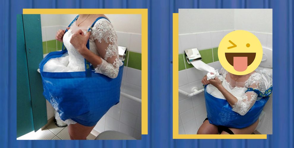 This Bride s Genius IKEA Bag Hack For Peeing In A Wedding Dress