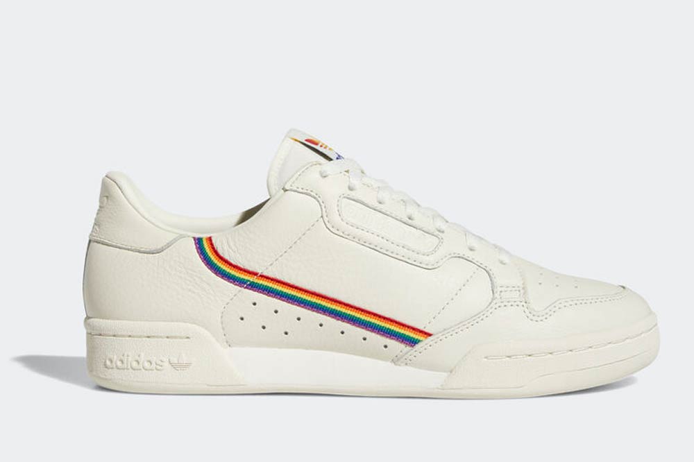white and rainbow adidas