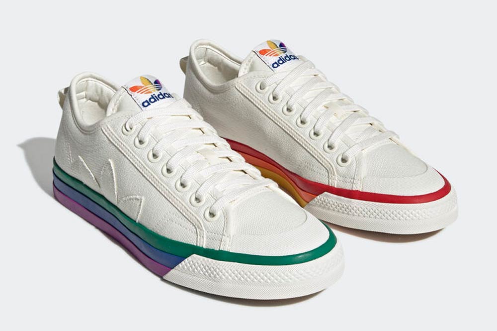 white and rainbow shoes