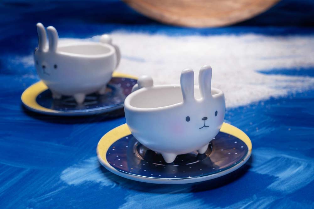 New Starbucks 2019 China Mid Autumn Day Pink Rabbit 12oz Mug With Coaster 