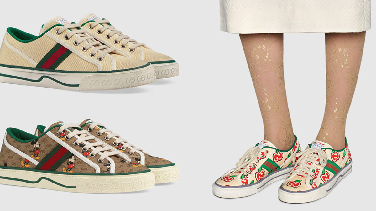 New Gucci Tennis 1977 Shoes Have Monogram & Stripe Details So You 