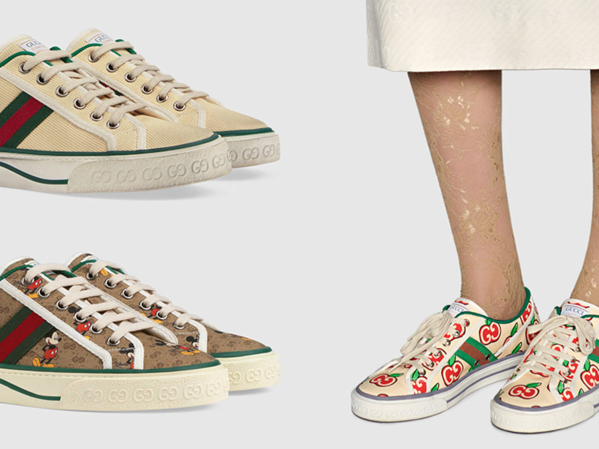 New Gucci Tennis 1977 Shoes Have Monogram & Stripe Details So You