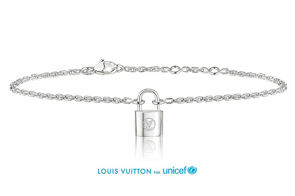 Authenticated Used LOUIS VUITTON Louis Vuitton Brasserie Silver Lockit  UNICEF Virgil Abloh Bracelet Q95866 Ag925 Blue Padlock Cadena 