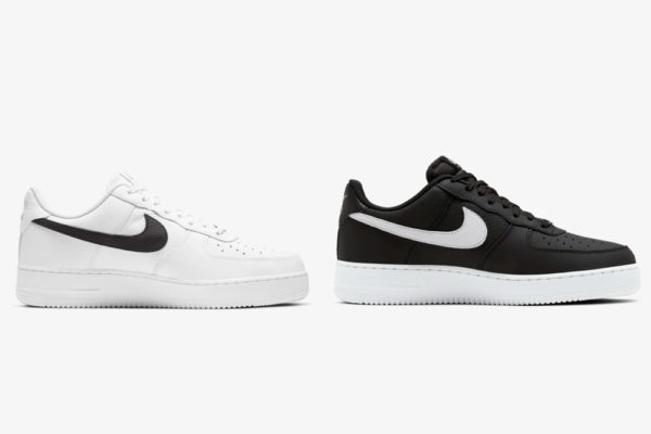 Nike air force hot sale 1 black white swoosh