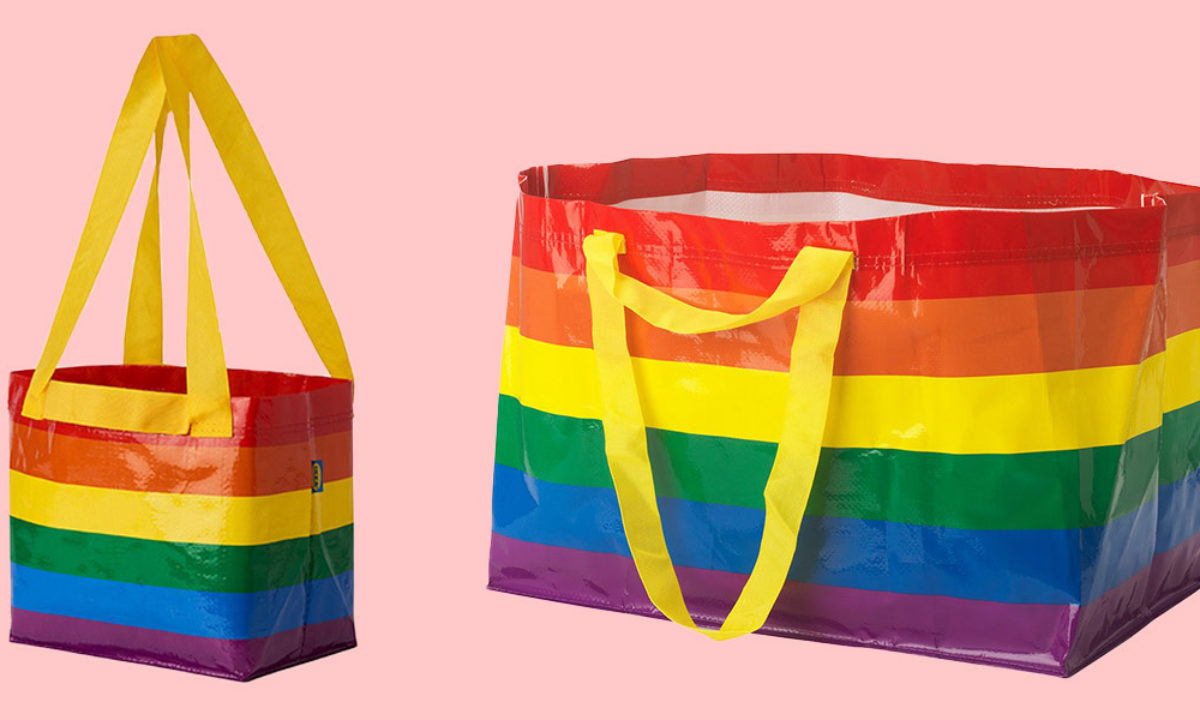 FREE SHIPPING IKEA KVANTING Rainbow Shopping Storage Gay Pride LGBTQ Bag 