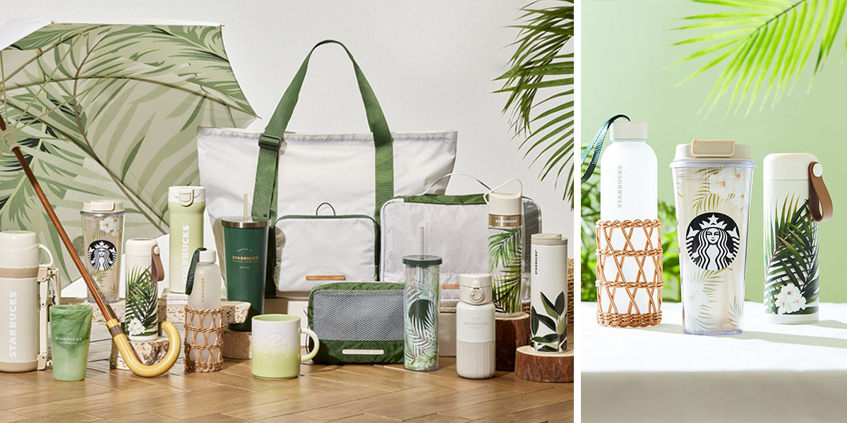Starbucks Korea’s Latest Summer Collection Includes Leaf Prints & A Straw Bottle Carrier For Tropical Vacay Vibes