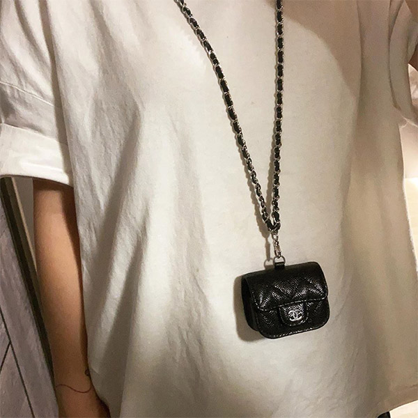 Chanel Light Pink Chain Around Airpods Case with Chain – The Closet