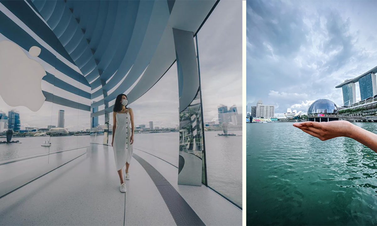 apple unveils floating marina bay sands store in singapore