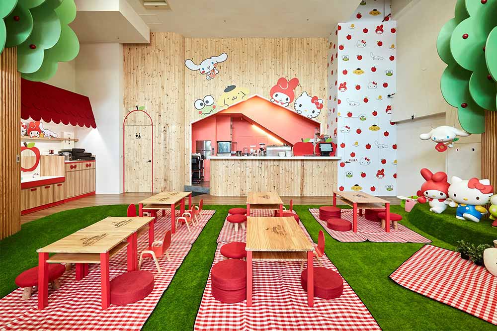 hello kitty theme parks cafes apple village