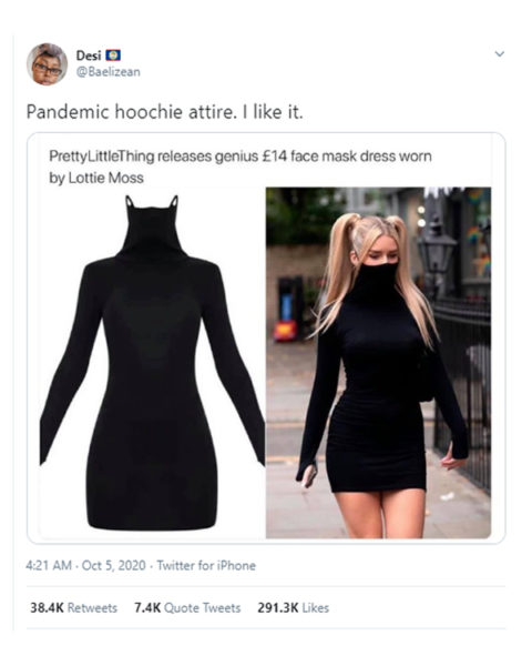 face mask dress lottie moss viral tweet