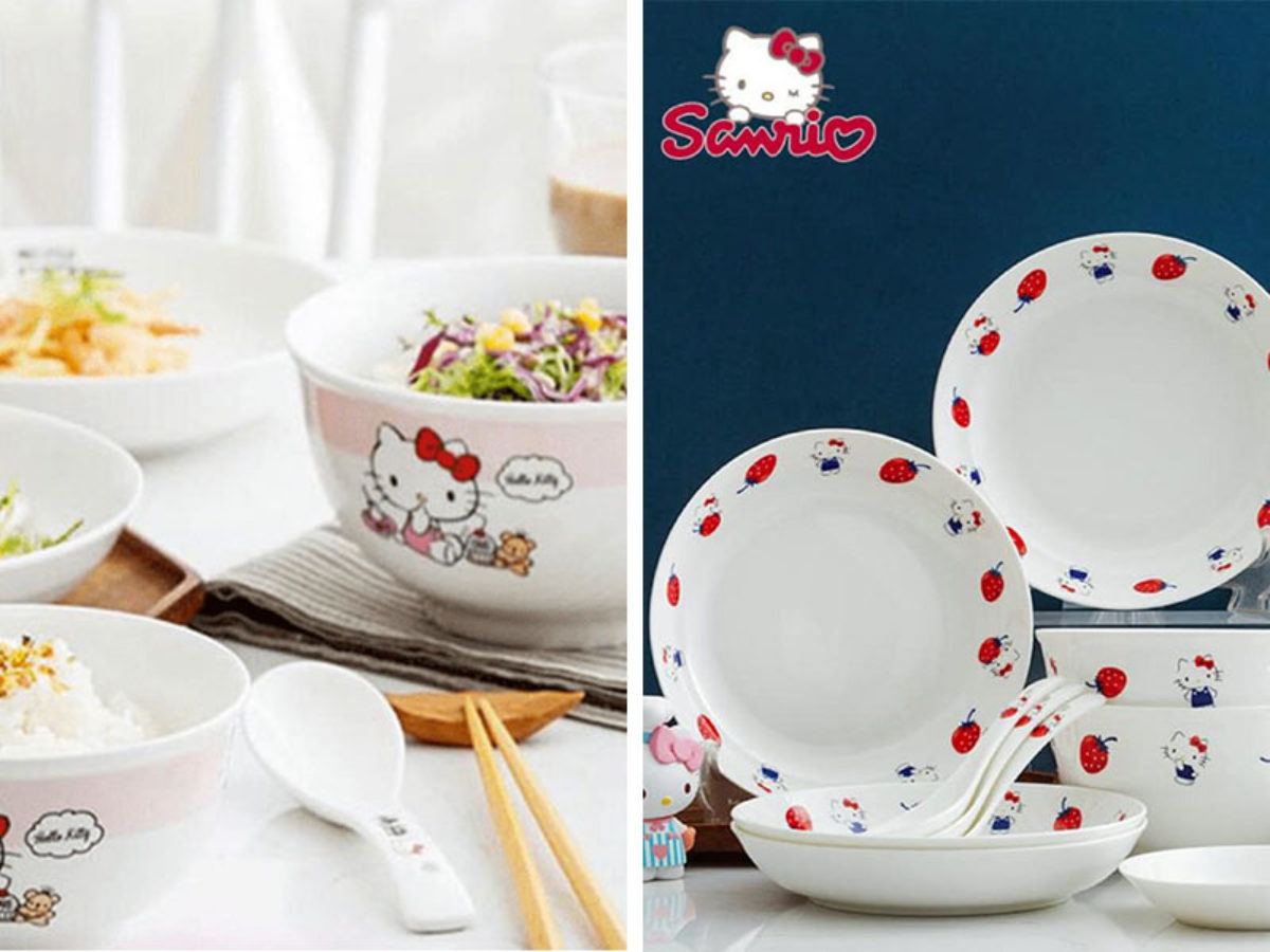 Blue Sanrio Hello Kitty Soup Cup 14 × 4 × 10.5 cm 230ml with handles Microwave OK Dinnerware Saucers Kitchen