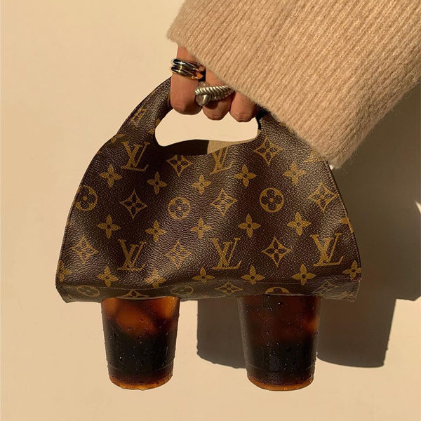 Japanese Artist DIYs Atas Louis Vuitton Drink Carrier, Time To