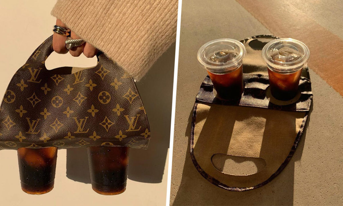 Japanese Artist DIYs Atas Louis Vuitton Drink Carrier, Time To
