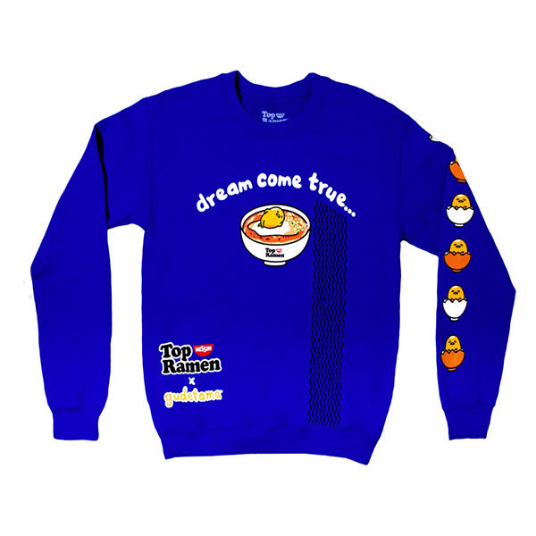 sanrio nissin cup noodles gudetama blue sweatshirt