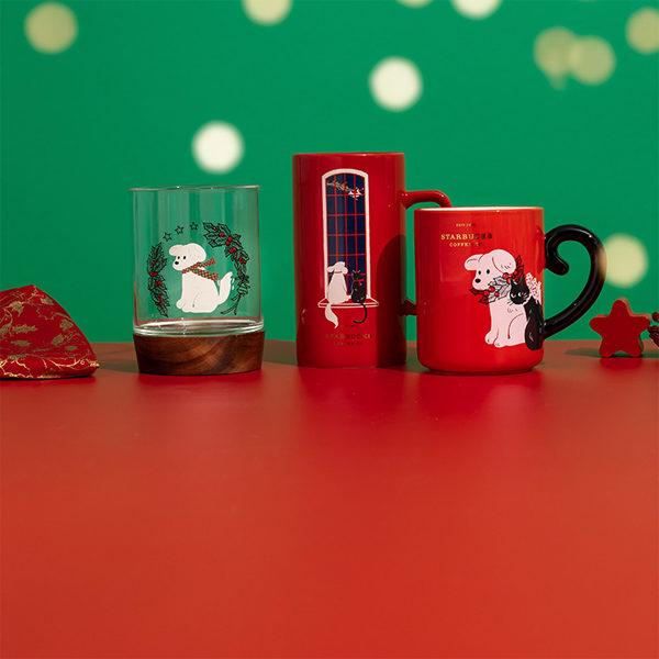 starbucks christmas 2020 puppy mugs and glass