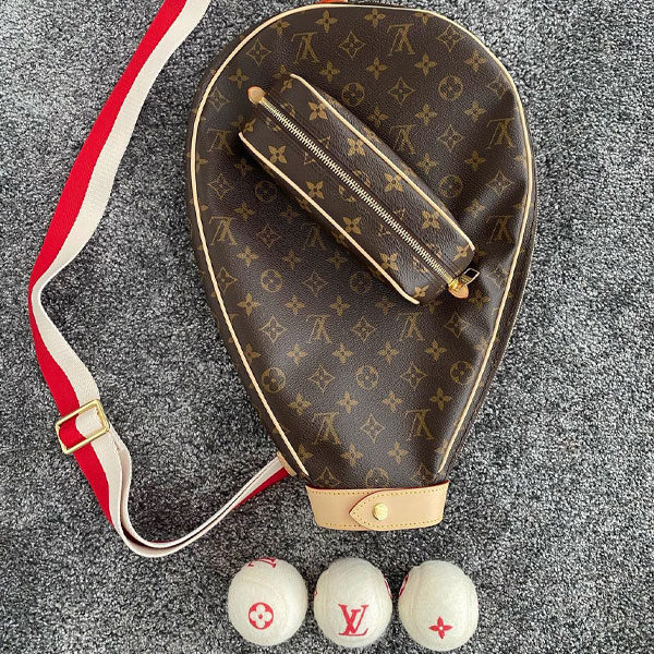 Louis Vuitton Monogram Tennis Racket Cover with 3 Ball Set 106lv18