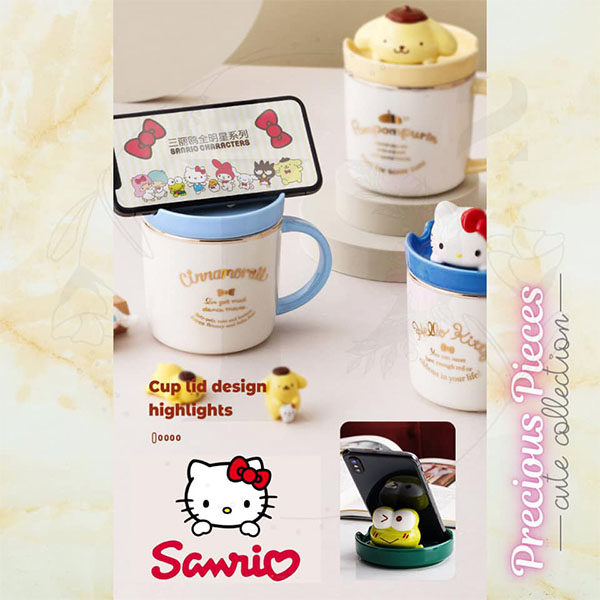 sanrio creative phone holder mugs lid