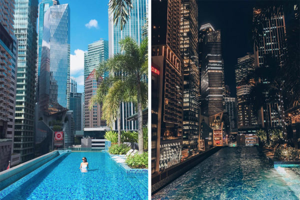 so sofitel pool day and night collage
