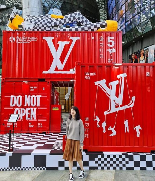 Louis Vuitton's pop-up installation of red striking shipping containers by  Virgil Abloh's idea, at ION Orchard, Singapore Stock Photo - Alamy