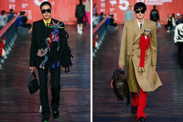 Vertical scene of Louis Vuitton's pop-up installation of red striking  shipping containers by Virgil Abloh's idea, at ION Orchard, Singapore Stock  Photo - Alamy