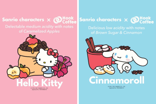 sanrio x hook coffee hello kitty and cinnamoroll