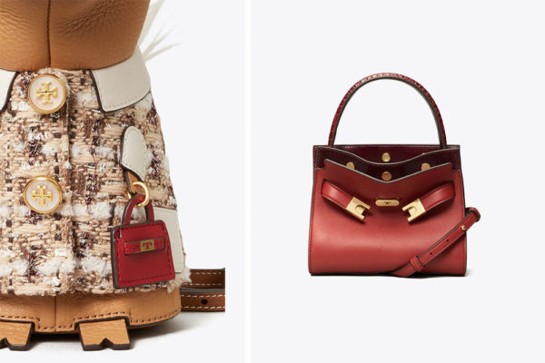 tory burch red bag collage