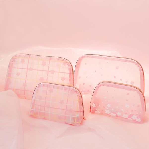 daiso korea cherry blossom makeup bag