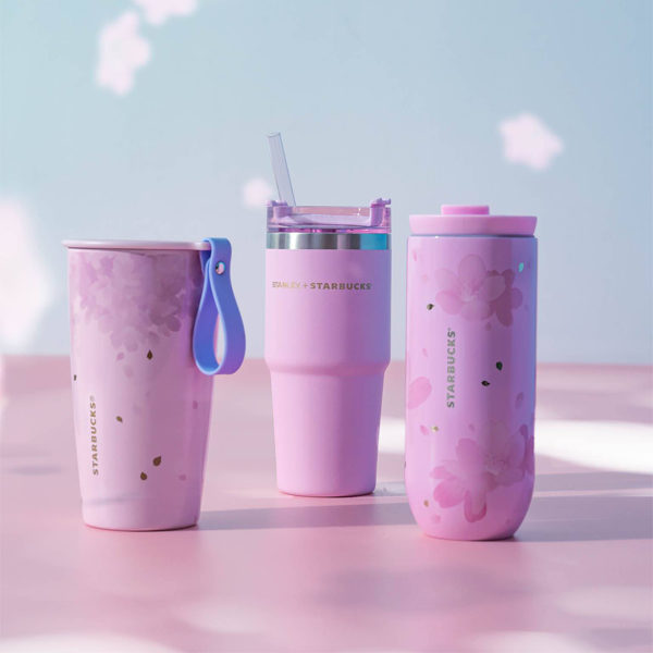 Starbucks Glass Cup Gradient Pink Sakura Tumbler Cherry Blossom Topper 