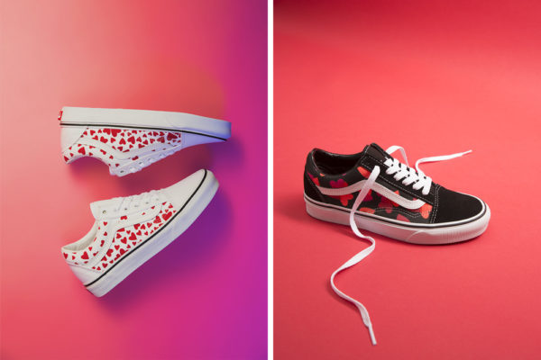 pink love heart vans