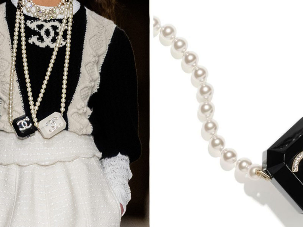 Chanel Pearl Crystal Airpods Case Necklace