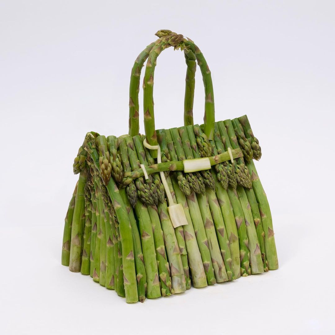 hermes vegetable bag - asparagus