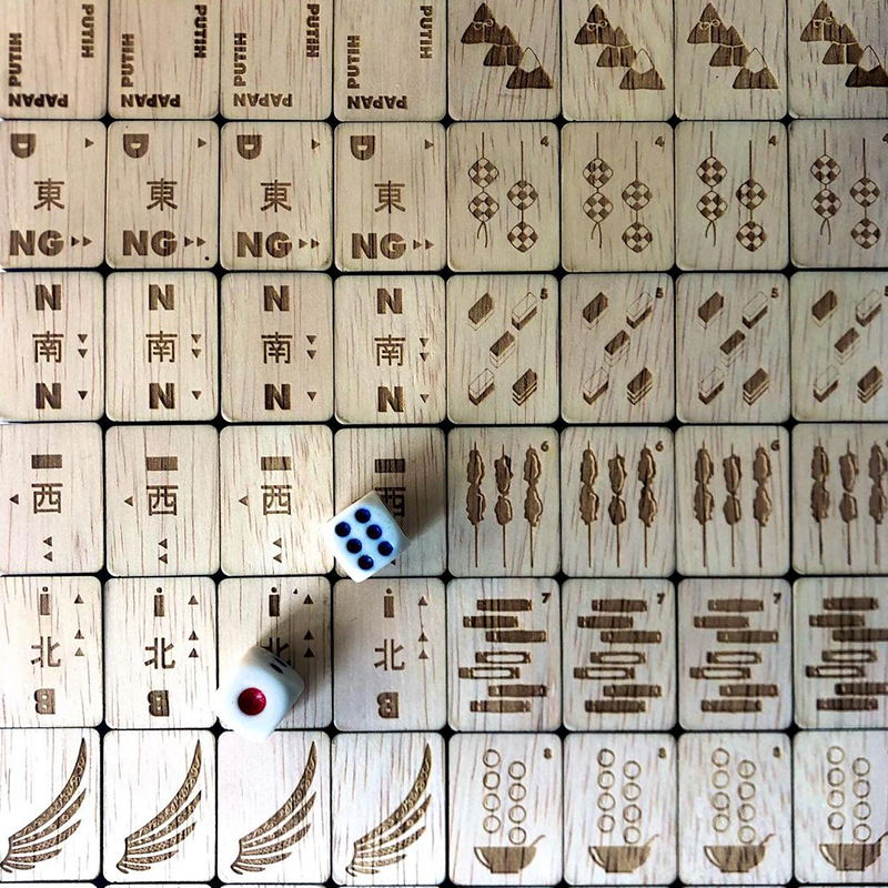 wood mahjong tiles