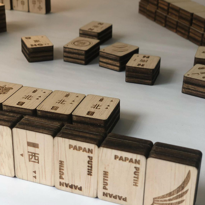 wood mahjong tiles