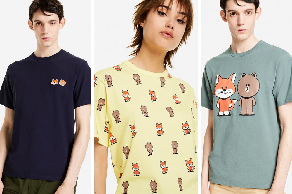 Line Friends Maison Kitsuné T-shirts 