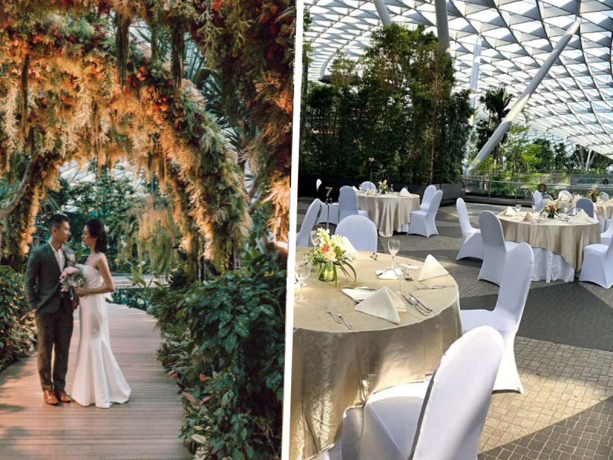Jewel Changi Airport Wedding Has Waterfall Backdrops Outdoor Garden