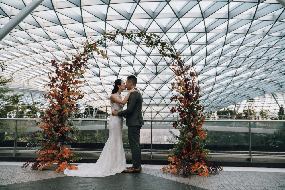 Jewel Changi Airport Wedding Has Waterfall Backdrops Outdoor Garden