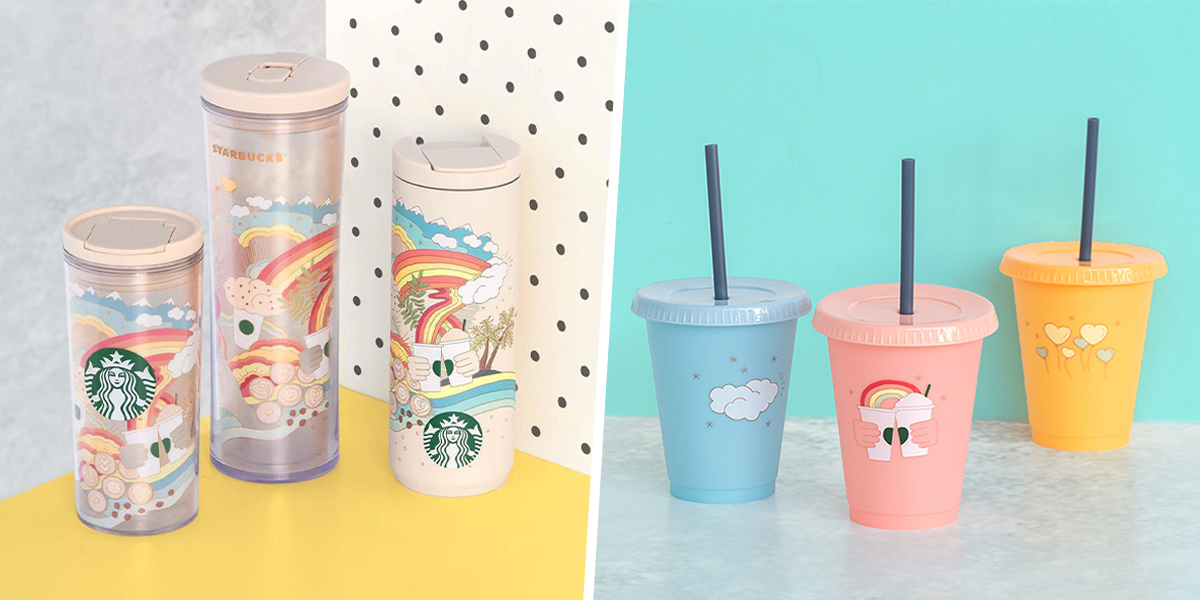 Starbucks Rainbow Cup Girly Cute With Straw Water Cup Tumbler 4