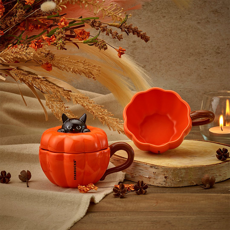 2021 Halloween Starbucks Black Cat Cup W/Witch Cap Lid Spoon Limited Water Mug 