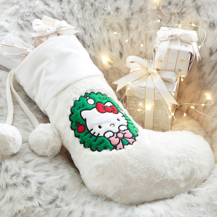 Hello Kitty Plush Kitty White Red Christmas Stocking