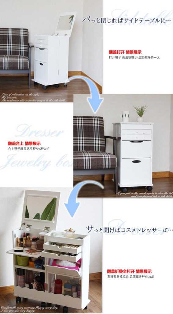 This Bedside Dresser Doubles As A Vanity Table To Store Makeup Items