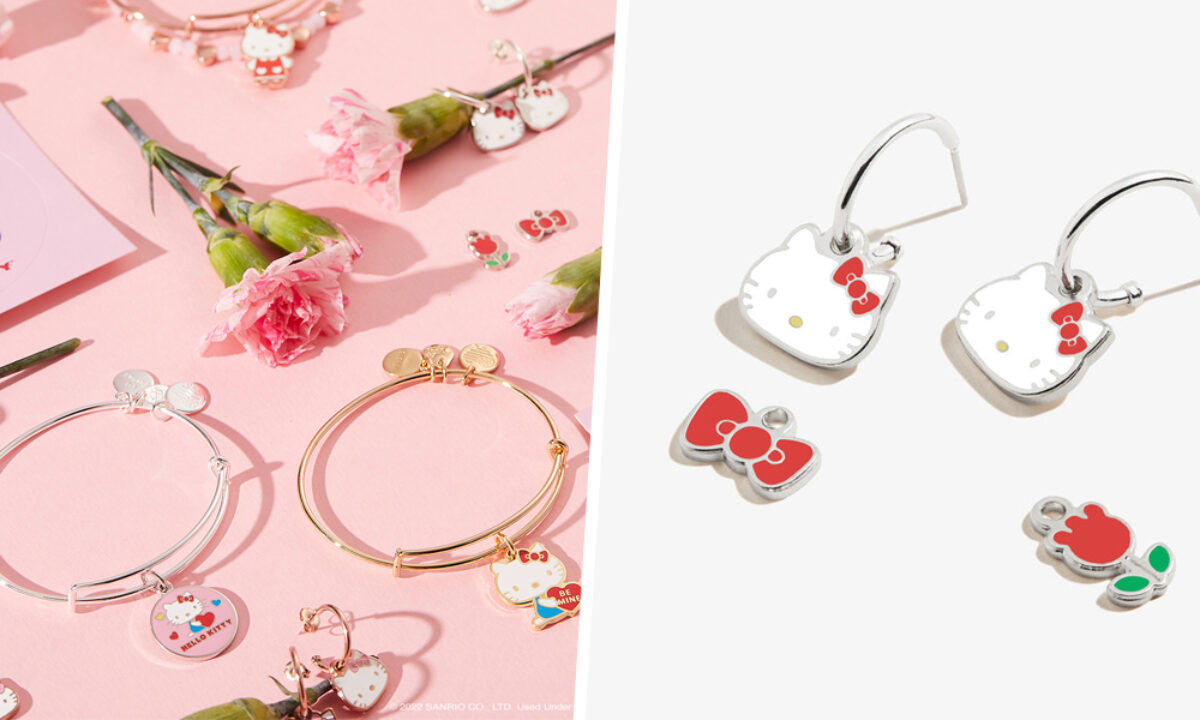 Hello Kitty Name Bling Heart Hoop Earrings