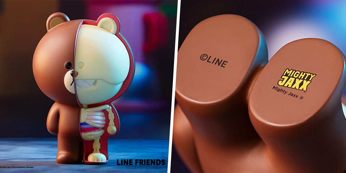 LINE FRIENDS’ Brown x Mighty Jaxx Has A New XXRAY Plus Collectible With A Detailed Half-Body Anatomy