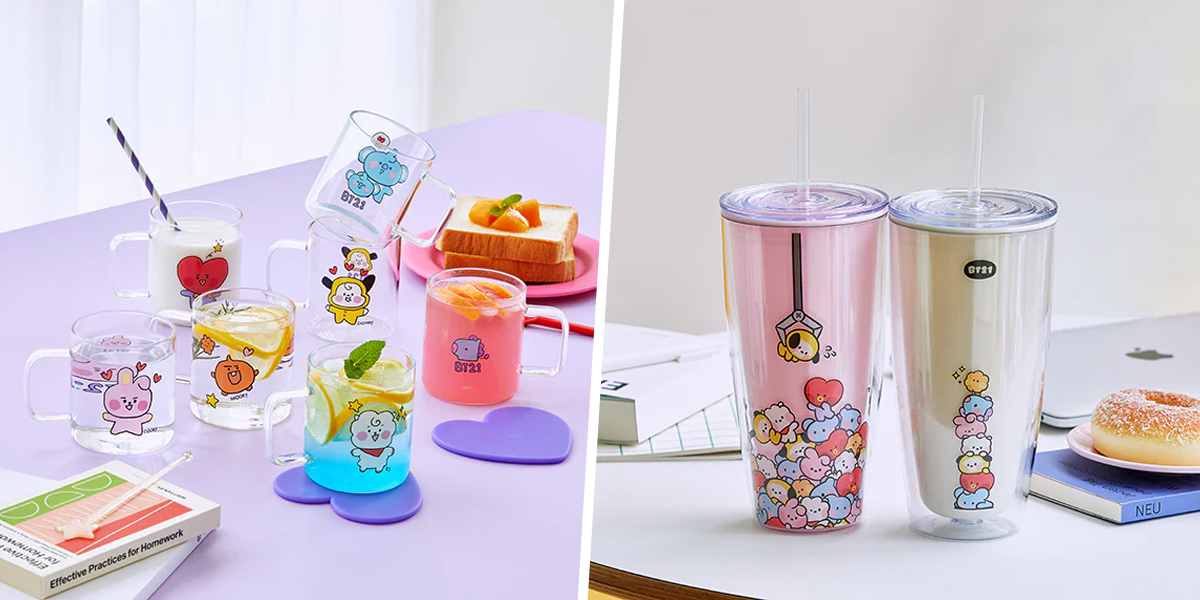 BT21 Has A New Drinkware Collection With Glass Mugs & Cold Cups To Fight Off The Summer Heat