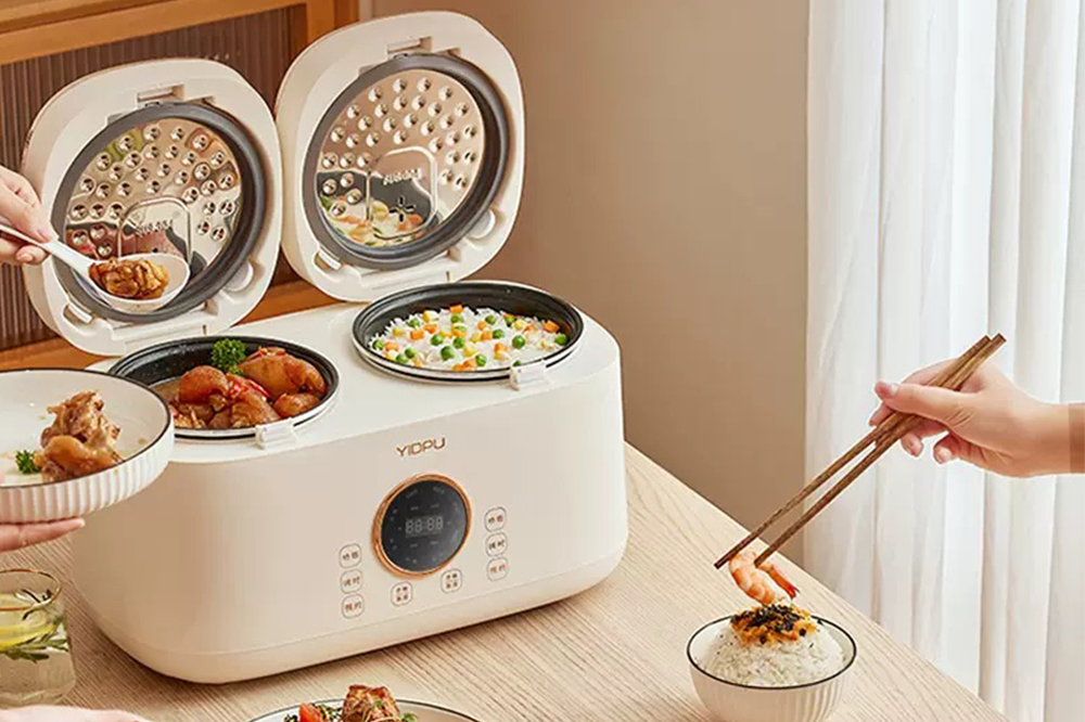 This Multi Purpose Dual Cooker Can Prepare Rice Soup Together