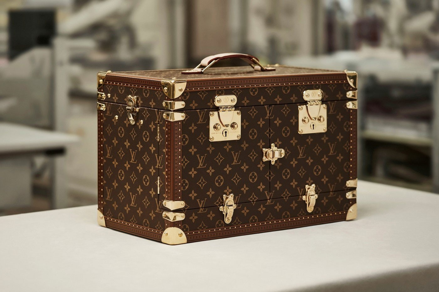 This Louis Vuitton Leather Trunk Opens Up Into A Vanity Table