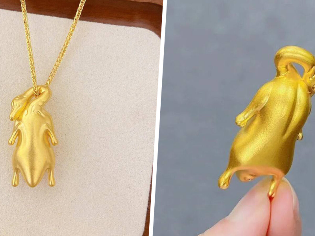 Solid Yellow Gold Diamond Donald Duck with Money Bags Necklace - Uniqu –  IROLD