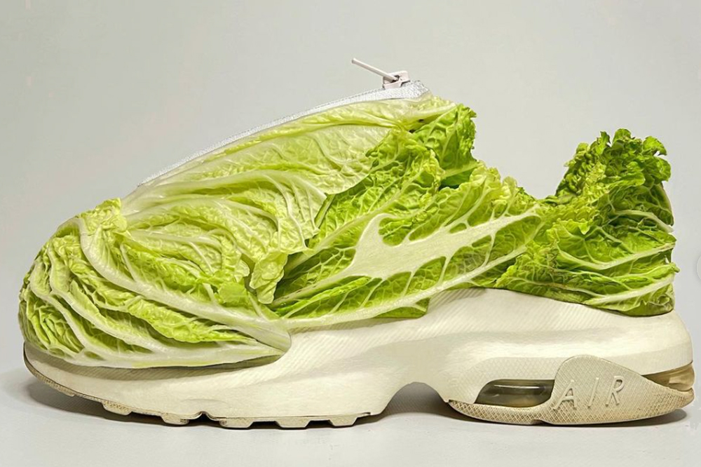 cabbage nike air sneakers close up