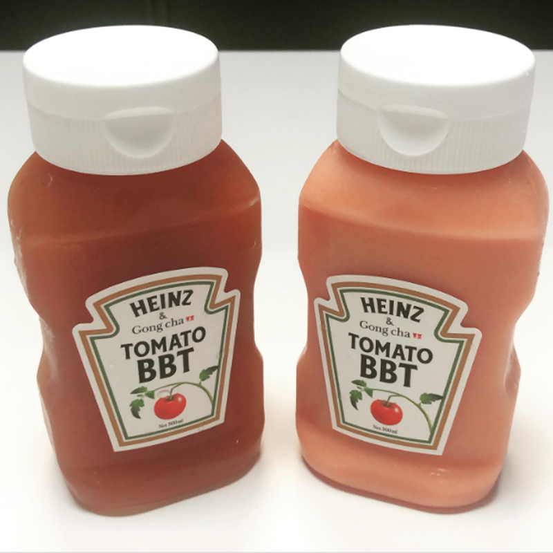 heinz gongcha new series drinks ketchup bottles