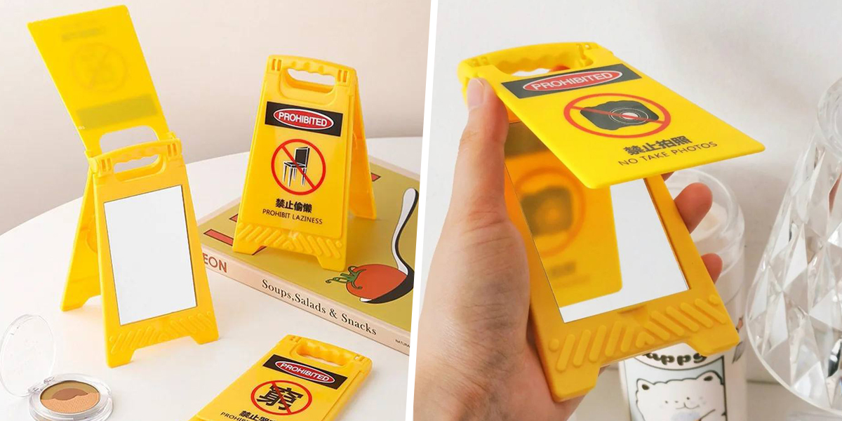 Mini Warning Sign Mirrors