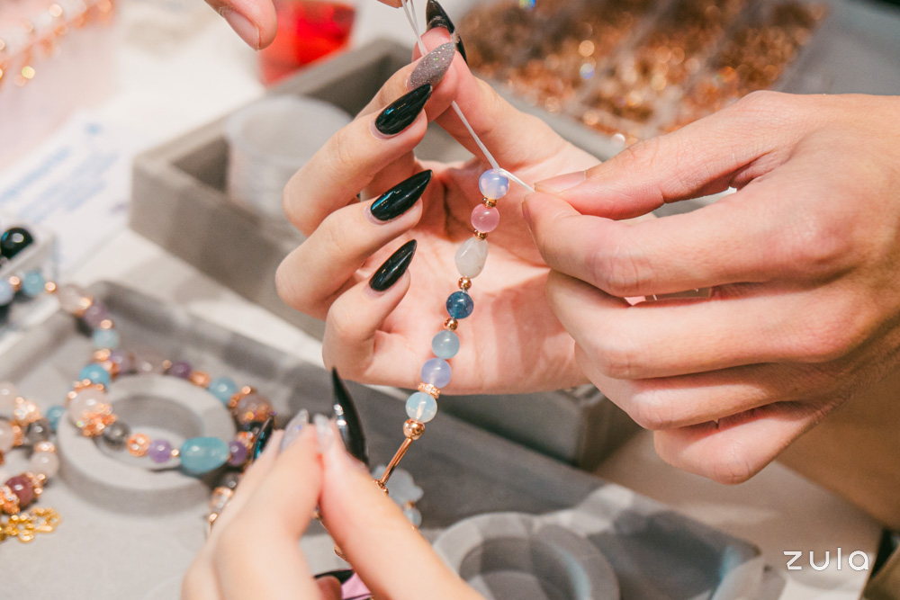 stringing crystal beads